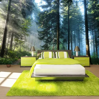 HD Зеленый лес, Пейзаж с деревьями, Большая настенная живопись, Обои, Домашний декор, Гостиная, диван, Фон для спальни, Обои, Настенная роспись на заказ