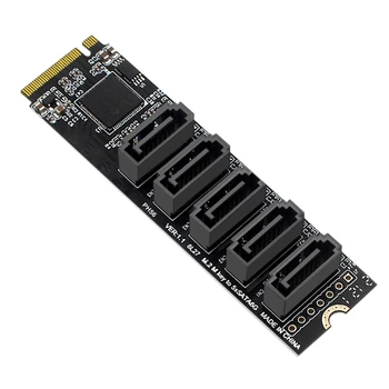 M.2 NGFF PCIE B-Key Sata для SATA 3,0 5-портовая карта расширения 6 Гбит/с Карта адаптера JMB585 Чипсет M.2 NVME для SATA3.0