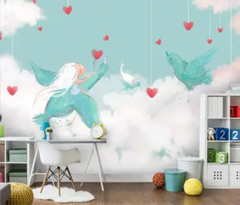 пользовательские обои Asuka cloud для комнаты девушки Фотообои Фон Настенная Художественная Роспись Гостиная Отель Кабинет Papel De Parede