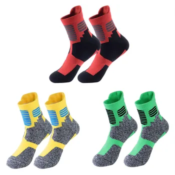 Баскетбольные носки, Красные Спортивные Мужские/Женские Носки для бега, Велосипедные носки, Дышащие Марафонские носки для фитнеса средней длины