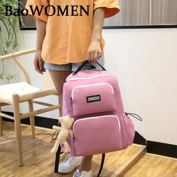 Женский рюкзак BaoWomen 2020, Водонепроницаемые нейлоновые дорожные рюкзаки с несколькими карманами, Школьная сумка большой емкости с аксессуаром на молнии