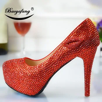 2019 Женские свадебные туфли, женские туфли с красными кристаллами, женские вечерние модельные туфли для невесты, свадебные туфли подружки невесты