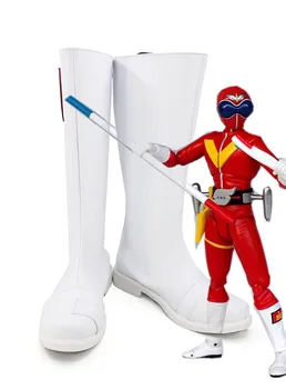 Himitsu Sentai Gorenger Akaranger/ Ботинки для Косплея; Белые туфли на заказ любого размера; Супер Сентай для Косплея;