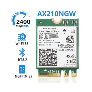 AX210 AX210NGW сетевая карта M.2 NGFF 2,4 ГГц/5G WI-FI 6E 2400 Мбит/с WiFi Карта 802.11Ax Bluetooth 5,2 WiFi Адаптер