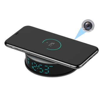 Беспроводная камера 15 Вт Qi зарядное устройство 1080P HD Невидимый объектив WiFi Камера Поддержка двухстороннего аудио ночного видения для домашней безопасности