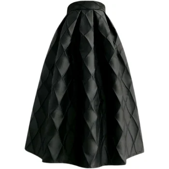 Женская подиумная мода, Весна-лето, дизайнерская черная клетчатая юбка, Женская осенне-зимняя юбка-трапеция с высокой талией TB2776