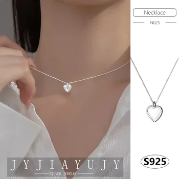 JYJIAYUJY Ожерелье из 100% стерлингового серебра S925 с гладкой поверхностью в форме сердца, модные гипоаллергенные женские ювелирные изделия, подарок N025