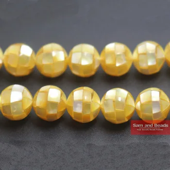 натуральные круглые бусины из желтого морского ушка 10 мм для изготовления браслета и ожерелья 12 шт./лот ASRB04