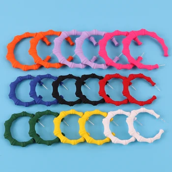 Новые панковские акриловые разноцветные бамбуковые серьги-кольца для женщин, преувеличенный круг, геометрическая С-образная серьга Huggies, ювелирные подарки