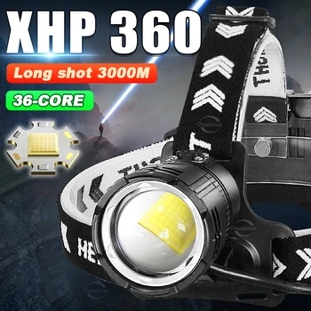 Супер XHP360 Мощный светодиодный Налобный фонарь USB Перезаряжаемый Головной Фонарик XHP90 Фара Высокой Мощности Головной Фонарь Для Рыбалки На Открытом Воздухе