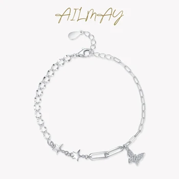 Ailmay, Шарм из подлинного стерлингового серебра 925 пробы, Элегантный браслет-бабочка для женщин, Модный изысканный Подарок для свадьбы, помолвки, ювелирные изделия