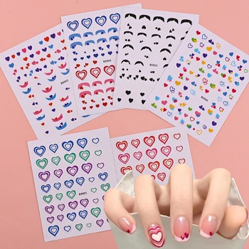 1 шт. 3D градиентные наклейки для ногтей в виде сердца и головокружения, украшения для ногтей во французском стиле, самоклеящиеся наклейки, аксессуары для маникюра
