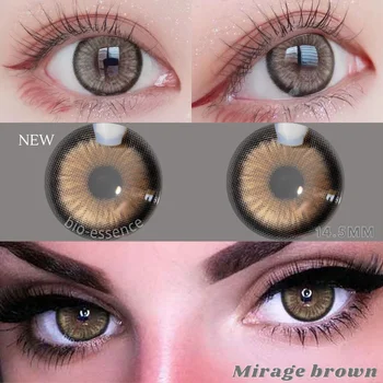 Био-эссенция, 1 пара коричневых линз, цветные контактные линзы для глаз, аксессуар для макияжа Естественной красоты, Модные линзы, Коричневый контакт для глаз