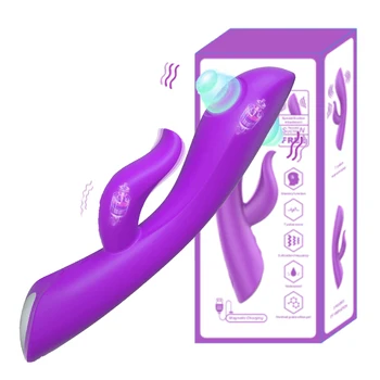 Вибратор Rabbit для женщин, силиконовый Мощный Двойной вибрационный стимулятор влагалища, клитора, точки G, Фаллоимитатор, Вибраторы, Секс-игрушки для взрослых