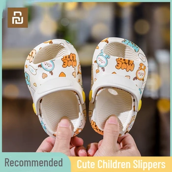 Детские тапочки Xiaomi для женщин, используемые в помещении, Милая мультяшная детская обувь с полным рисунком для маленьких и средних детей, обувь с дырочками
