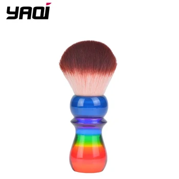Yaqi 26 мм Радужная ручка, красный наконечник, кисточка для бритья из синтетических волос для мужского влажного бритья