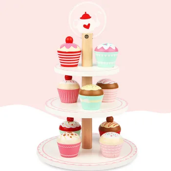 Детский игровой домик, кухня, клубничное мороженое, трехъярусная башня для мороженого, развивающие деревянные игрушки