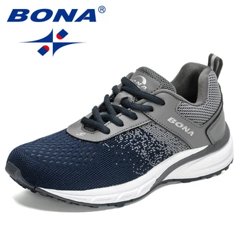 BONA 2023 Новые Кроссовки для Бега Трусцой на шнуровке, популярный стиль, мужская спортивная обувь с сетчатым плетением, Бесплатная доставка