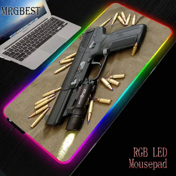 MRGBEST Cool Gun Game RGB Большой Xl Lockedge Коврик Для Мыши Плеер Большой Компьютер Резиновые Накладки Со Светодиодной Подсветкой XXL Поверхность Mause Коврик Для Клавиатуры