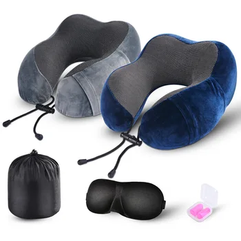 U-Образная подушка для путешествий, Подушка для шеи из пены с эффектом памяти, Подушка для шеи, для поддержки головы для сна в самолете, для офиса, для шеи