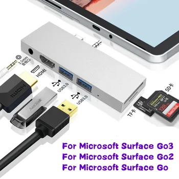 Концентратор док-станции 4K HDMI, Совместимый с USB 3.0 TF SD Card Reader Адаптер для Microsoft Surface Go 1 2 3 Go3 HUB, Разветвитель для док-станции