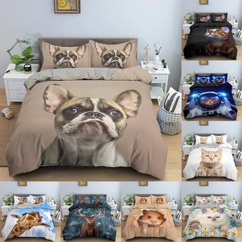 Комплект постельного белья с милой собачкой, Хомяк, Кошка, Животные, Пододеяльник, одеяло с наволочкой, одеяло размера 