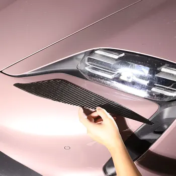 Для Porsche Taycan 2019-2022, Автомобильные фары из мягкого углеродного волокна, Декор, лампа, отделка бровей, наклейки, Экстерьеры, автомобильные аксессуары