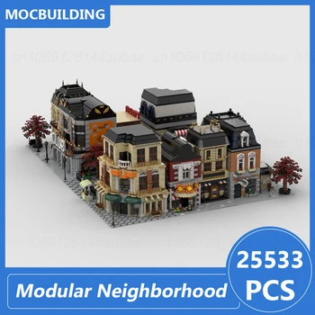 Модульный Микрорайон, построенный из 15 блоков MOC, сделай сам, Собери Кирпичи, Обучающая Творческая Архитектурная модель, игрушки, подарки 25533 шт.