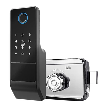 Приложение Bluetooth Умный Дверной замок Цифровой пароль Отпечаток пальца Электронный Ободной замок Для наружных железных ворот