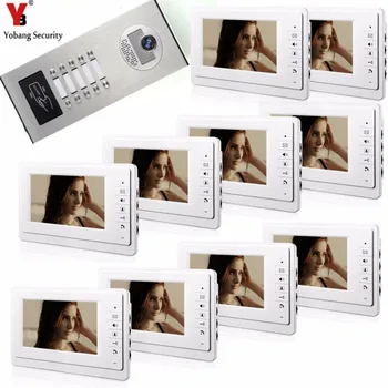 YobangSecurity 10 Единиц Квартирной Домофонной системы Видеодомофон Комплект Видеодомофонов HD Камера 7-дюймовый Квартирный монитор