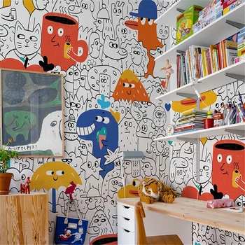креативные настенные обои с граффити на заказ для детской комнаты, настенное покрытие, фон для ресторана в скандинавском стиле, 3D обои для домашнего декора