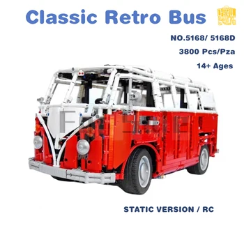 Moc-5168 Классическая модель автобуса в стиле ретро с рисунками в формате PDF, строительные блоки, кирпичи, детские развивающие игрушки 