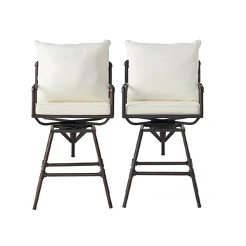 Регулируемые барные стулья Hatteras для улицы с подушками, комплект из 2 предметов, черная медь