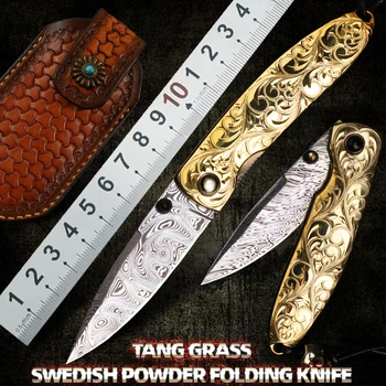 Швеция Дамасский порошковый стальной тактический складной нож для кемпинга, инструмент для выживания на открытом воздухе, охотничий инструмент EDC, карманный нож, мужской коллекционный подарок