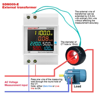 Din-рейка Монитор переменного тока 110 В/220 В 100A Напряжение Ток Коэффициент мощности кВтч Измеритель частоты электрической Энергии ВОЛЬТ-Ампер измеритель энергии