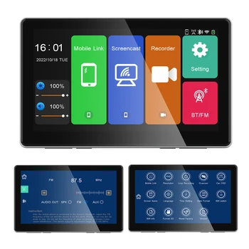7-дюймовый беспроводной проекционный экран CarPlay Smart с разрешением HD 4K, AUX-выход, Android Auto, видеорегистратор с двумя объективами, автомобильный мультимедийный плеер
