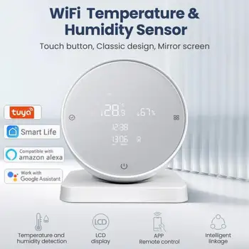 Tuya Умный дом WiFi Датчик температуры и влажности Встроенный аккумулятор Дисплей термометра в помещении Поддержка Alexa Google Home