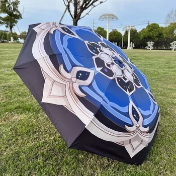 Аниме Игра Genshin Impact Косплей Странник Балладист Автоматический Мультяшный Виниловый Складной Зонт Анти-УФ Зонтик Путешествия Подарки От Дождя