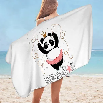 Пляжное полотенце с Рисунком Танцующей Панды, Пляжное банное полотенце для ванной Комнаты, Пляжное полотенце из микрофибры, Большое, очень большое животное, дети, подростки