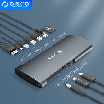 ORICO 40 Гбит/с TB3 Thunderbolt 3 Док-станция USB Type C концентратор к 8K DP USB3.0 RJ45 SD 60 Вт Адаптер для Зарядки Macbook Pro Аксессуары для ПК