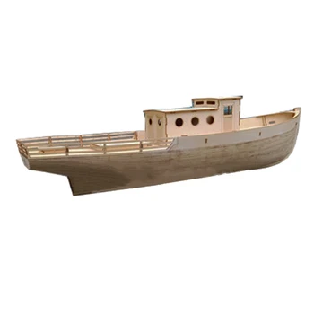 Рыболовная лодка Nalan Электрическая лодка с дистанционным управлением, деревянный набор моделей лодок ручной сборки, игрушка в подарок для мальчиков