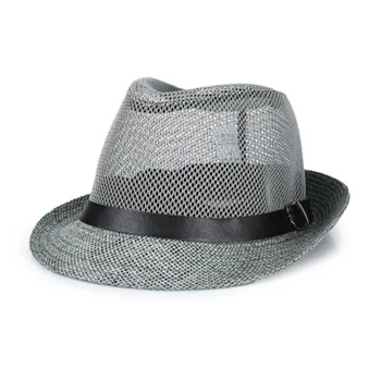 Летняя льняная дышащая шляпа от солнца, джазовая шляпа, маленькая шляпа, уличная шляпа от солнца, мужской кожаный ремень, фетровая кепка Hawkins, ковбойская шляпа в западном стиле