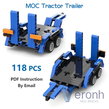 MOC Technical Набор строительных блоков для тракторного прицепа, Совместимая модель экскаватора 1: 12, высокотехнологичные сборочные кирпичи, детские игрушки, подарки для мальчиков