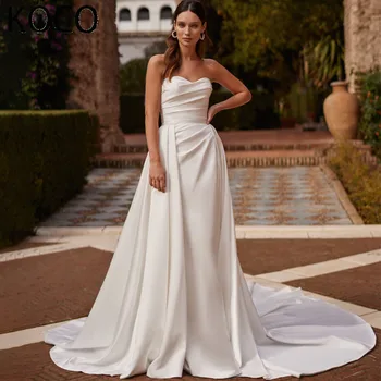 MACDOUGAL Современное Атласное свадебное платье Русалки без бретелек со съемным шлейфом Свадебное платье для женщин 2023 года robe de mariée Custom