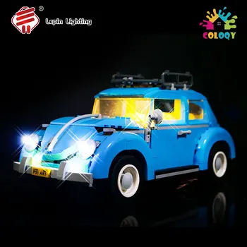 DIY building block светодиодное освещение подходит для спортивной модели VW Beetle blue MOC 10252 K box technology remote