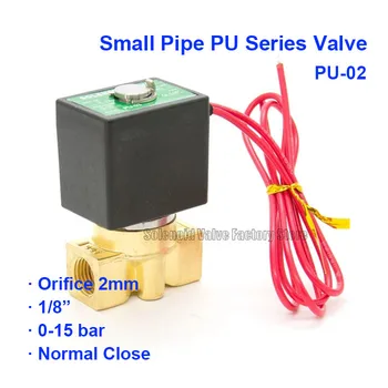 2-Ходовой Пневматический Латунный Электромагнитный Клапан с Нормальным Закрытием PU-02 0-15bar для воды С Отверстием 2 мм BSP Порт G1/8 