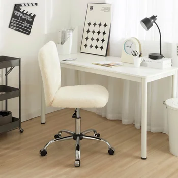 Офисное кресло с поворотным механизмом без подлокотников из искусственного меха, разных цветов