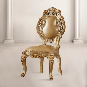 Золотые Свадебные Современные деревянные стулья Для гостиной Роскошный Дизайн шезлонга для макияжа, Кожаная мебель Cadeira Post Modern