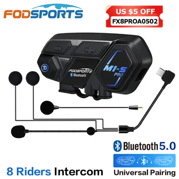 Fodsports M1-S Pro intercomunicador, мото шлем, Bluetooth-гарнитура, домофон, мотоциклетные водонепроницаемые домофоны, FM-радио
