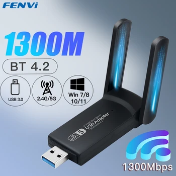 1300 Мбит/с USB Wi-Fi Адаптер Bluetooth 4,2 Двухдиапазонный 2,4 Г/5 ГГц Беспроводная Сетевая карта Ethernet WiFi Ключ Для ПК/ноутбука Win 7/8/10